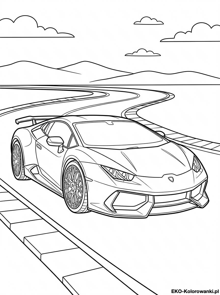 Kolorowanka - Lamborghini na zakretach gorskiego toru