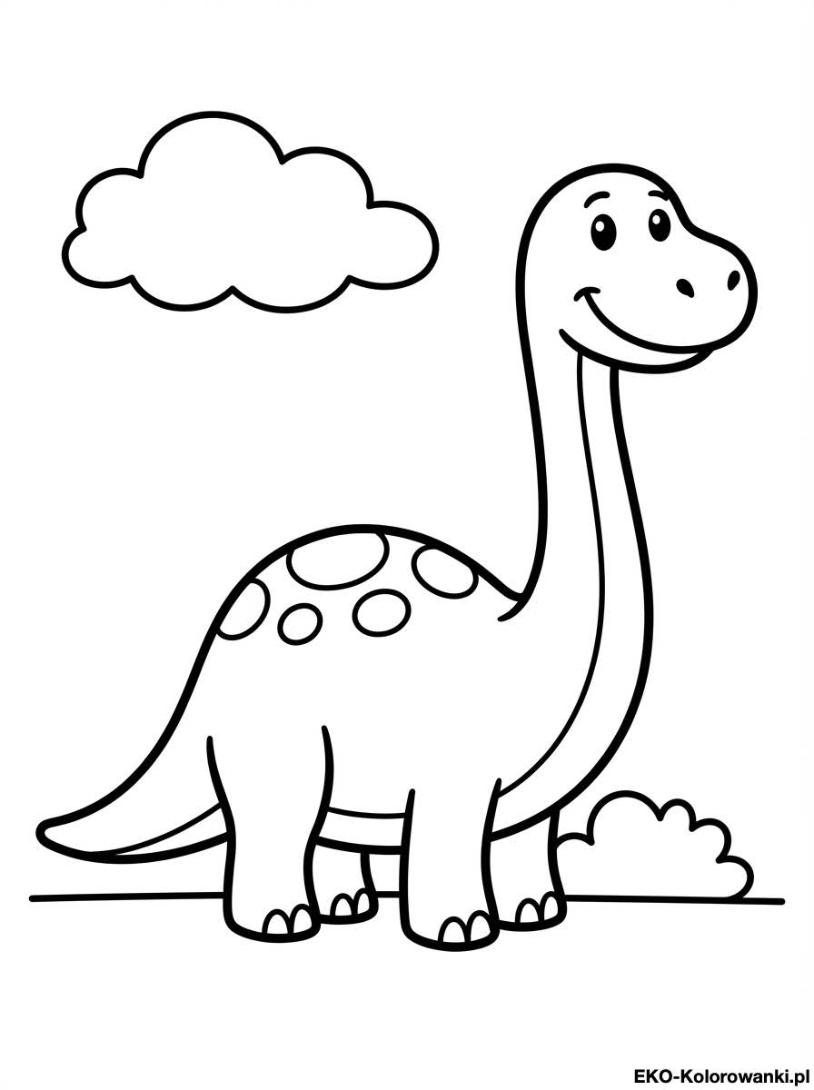 Kolorowanka - Dlugoszyi dinozaur z okraglymi plamkami
