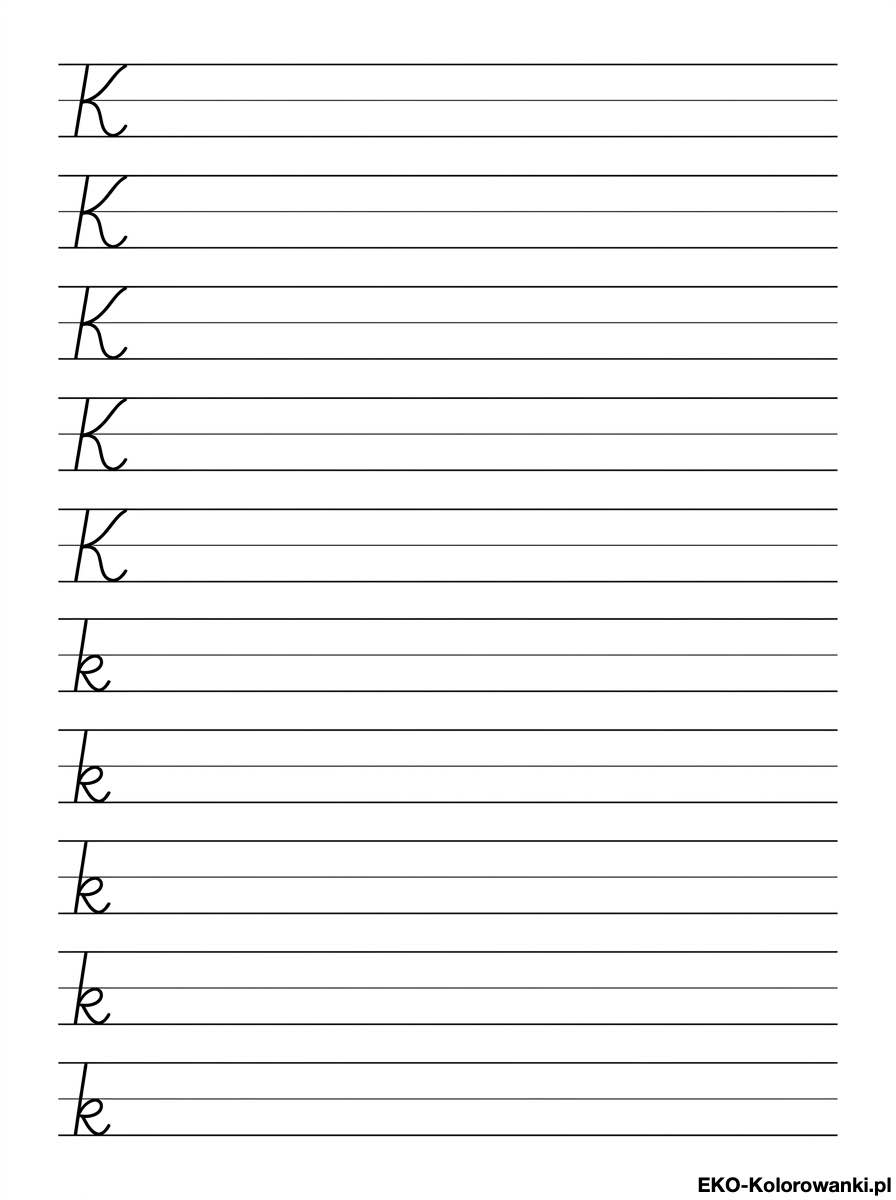 Kolorowanka - Litera k cwiczenia duza i mala