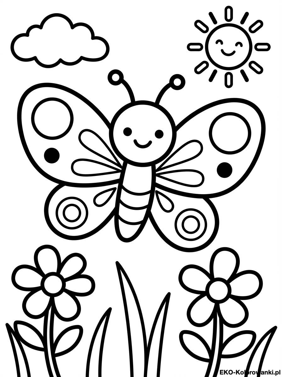 Motyl z czarnymi kropkami nad dwoma kwiatami