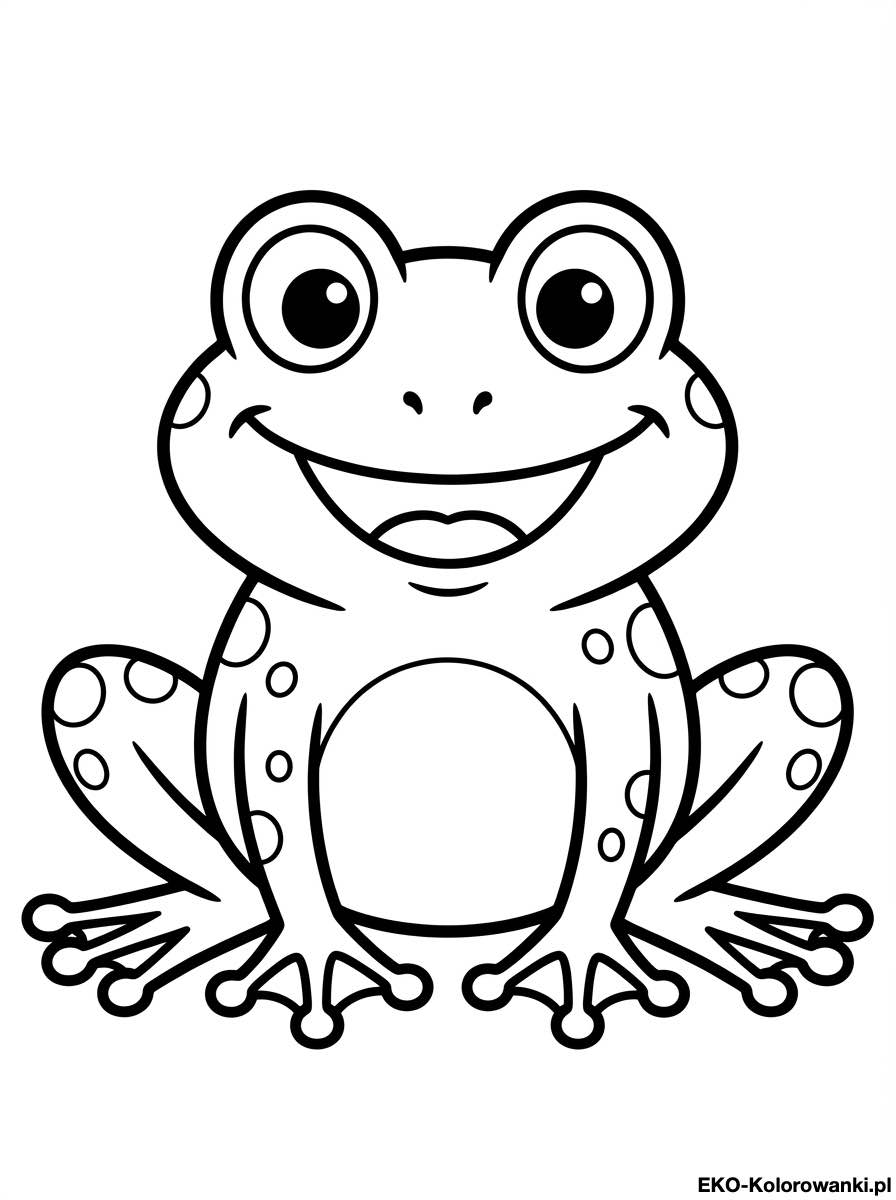 Radosna zabka z kropkami na udach